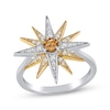 Thumbnail Image 1 of Citrine & White Lab-Created Sapphire Star Ring Sterling Silver & 10K Yellow Gold