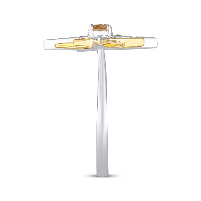 Main Image 2 of Citrine & White Lab-Created Sapphire Star Ring Sterling Silver & 10K Yellow Gold