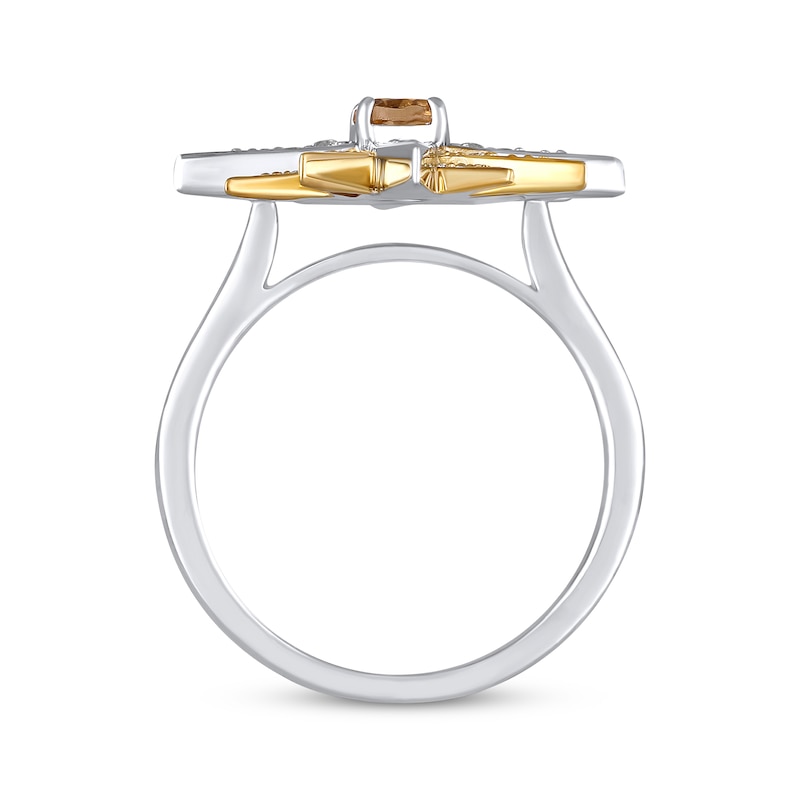 Main Image 3 of Citrine & White Lab-Created Sapphire Star Ring Sterling Silver & 10K Yellow Gold