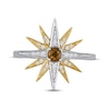 Thumbnail Image 4 of Citrine & White Lab-Created Sapphire Star Ring Sterling Silver & 10K Yellow Gold