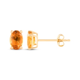 Oval-Cut Citrine Solitaire Stud Earrings 14K Yellow Gold