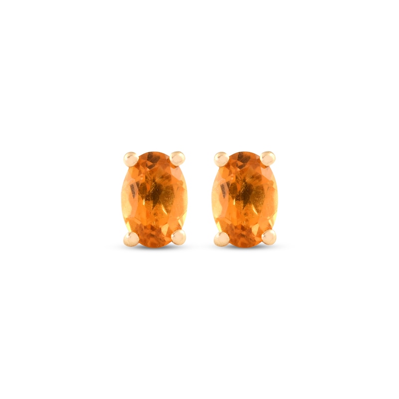 Main Image 2 of Oval-Cut Citrine Solitaire Stud Earrings 14K Yellow Gold