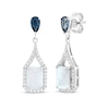 Thumbnail Image 1 of Emerald-Cut Lab-Created Opal, Pear-Shaped London Blue Topaz & White Lab-Created Sapphire Drop Earrings Sterling Silver