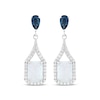 Thumbnail Image 2 of Emerald-Cut Lab-Created Opal, Pear-Shaped London Blue Topaz & White Lab-Created Sapphire Drop Earrings Sterling Silver