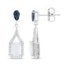 Thumbnail Image 3 of Emerald-Cut Lab-Created Opal, Pear-Shaped London Blue Topaz & White Lab-Created Sapphire Drop Earrings Sterling Silver