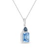 Thumbnail Image 2 of Emerald-Cut Swiss Blue Topaz, Trillion-Cut London Blue Topaz & White Lab-Created Sapphire Necklace Sterling Silver 18&quot;