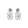 Thumbnail Image 2 of Cushion-Cut Green Quartz, Amethyst & White Lab-Created Sapphire Earrings Sterling Silver