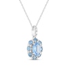 Thumbnail Image 2 of Oval-Cut Swiss Blue Topaz & White Lab-Created Sapphire Halo Necklace Sterling Silver 18&quot;