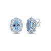 Thumbnail Image 1 of Oval-Cut Swiss Blue Topaz & White Lab-Created Sapphire Halo Stud Earrings Sterling Silver