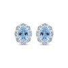 Thumbnail Image 2 of Oval-Cut Swiss Blue Topaz & White Lab-Created Sapphire Halo Stud Earrings Sterling Silver
