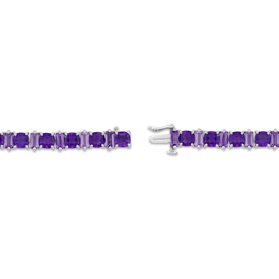Thumbnail Image 2 of Cushion & Baguette-Cut Amethyst Bracelet Sterling Silver 7.25"