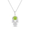 Thumbnail Image 1 of Peridot & White Lab-Created Sapphire Hamsa Necklace Sterling Silver 18&quot;