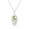 Thumbnail Image 2 of Peridot & White Lab-Created Sapphire Hamsa Necklace Sterling Silver 18&quot;