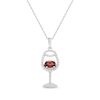 Thumbnail Image 0 of Oval-Cut Garnet & White Lab-Created Sapphire Wine Glass Necklace Sterling Silver 18"