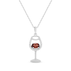 Thumbnail Image 1 of Oval-Cut Garnet & White Lab-Created Sapphire Wine Glass Necklace Sterling Silver 18&quot;