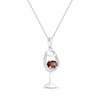 Thumbnail Image 1 of Oval-Cut Garnet & White Lab-Created Sapphire Wine Glass Necklace Sterling Silver 18"