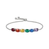 Thumbnail Image 1 of Oval-Cut Lab-Created Gemstone Rainbow Bolo Bracelet Sterling Silver
