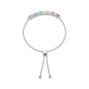 Thumbnail Image 2 of Oval-Cut Lab-Created Gemstone Rainbow Bolo Bracelet Sterling Silver