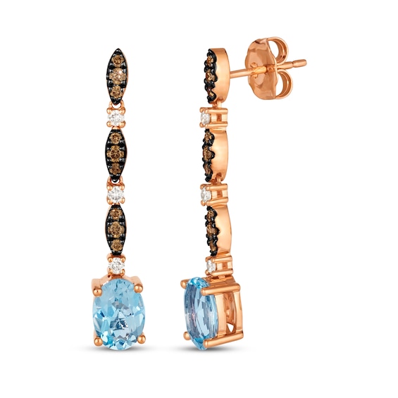 Le Vian Venetian Mosaic Oval-Cut Blue Topaz Drop Earrings 1/4 ct tw Diamonds 14K Strawberry Gold