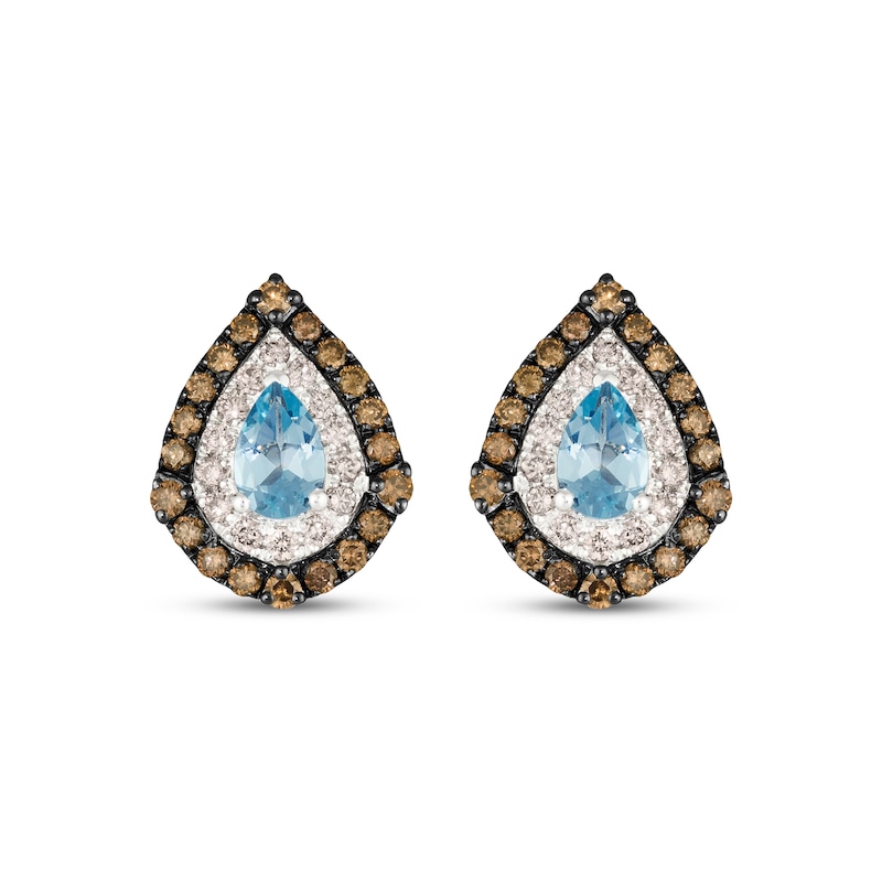Main Image 2 of Le Vian Pear-Shaped Aquamarine Stud Earrings 7/8 ct tw Diamonds 14K Vanilla Gold