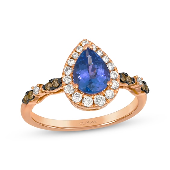 Le Vian Venetian Mosaic Pear-Shaped Tanzanite Ring 1/3 ct tw Diamonds 14K Strawberry Gold