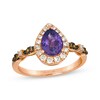 Thumbnail Image 1 of Le Vian Venetian Mosaic Pear-Shaped Amethyst Ring 1/3 ct tw Diamonds 14K Strawberry Gold