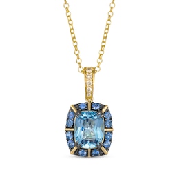 Le Vian Venetian Color on Color Blue Topaz & Blue Sapphire Necklace 1/15 ct tw Diamonds 14K Honey Gold 19"