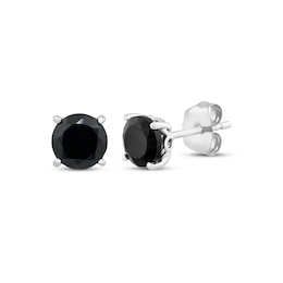 Black Onyx Solitaire Stud Earrings Sterling Silver