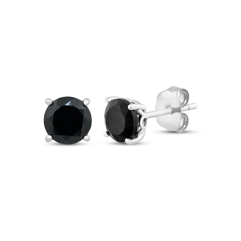 Main Image 1 of Black Onyx Solitaire Stud Earrings Sterling Silver