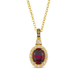 Le Vian Oval-Cut Garnet Necklace 1/5 ct tw Diamonds 14K Honey Gold 19"