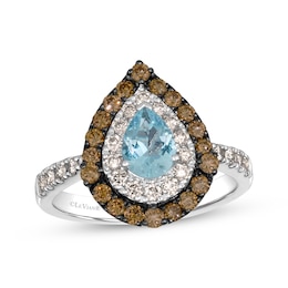 Le Vian Pear-Shaped Aquamarine Ring 7/8 ct tw Diamonds 14K Vanilla Gold