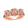 Thumbnail Image 1 of Le Vian Oval-Cut Morganite Three-Stone Ring 1/4 ct tw Diamonds 14K Strawberry Gold