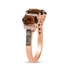 Thumbnail Image 2 of Le Vian Oval-Cut Chocolate Quartz Three-Stone Ring 1/4 ct tw Diamonds 14K Strawberry Gold