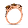 Thumbnail Image 3 of Le Vian Oval-Cut Chocolate Quartz Three-Stone Ring 1/4 ct tw Diamonds 14K Strawberry Gold