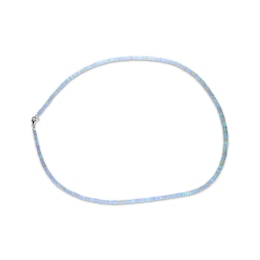 Opal Bead Necklace Sterling Silver 24"