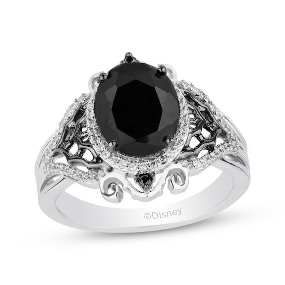 Disney Treasures The Nightmare Before Christmas Black Onyx & Diamond Ring 1/5 ct tw Sterling Silver