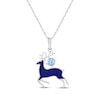 Thumbnail Image 0 of Swiss Blue Topaz & Dark Blue Enamel Reindeer Necklace Sterling Silver 18"