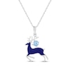 Thumbnail Image 1 of Swiss Blue Topaz & Dark Blue Enamel Reindeer Necklace Sterling Silver 18&quot;