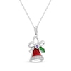Thumbnail Image 1 of Amethyst, White Lab-Created Sapphire, Red & Green Enamel Christmas Bell Necklace Sterling Silver 18"
