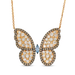Le Vian Marquise-Cut Blue Topaz Necklace 2-1/5 ct tw Diamonds 14K Strawberry Gold 19"