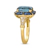 Thumbnail Image 1 of Le Vian Venetian Color on Color Cushion-Cut Blue Topaz & Sapphire Ring 1/5 ct tw Diamonds 14K Honey Gold