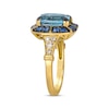 Thumbnail Image 2 of Le Vian Venetian Color on Color Cushion-Cut Blue Topaz & Sapphire Ring 1/5 ct tw Diamonds 14K Honey Gold