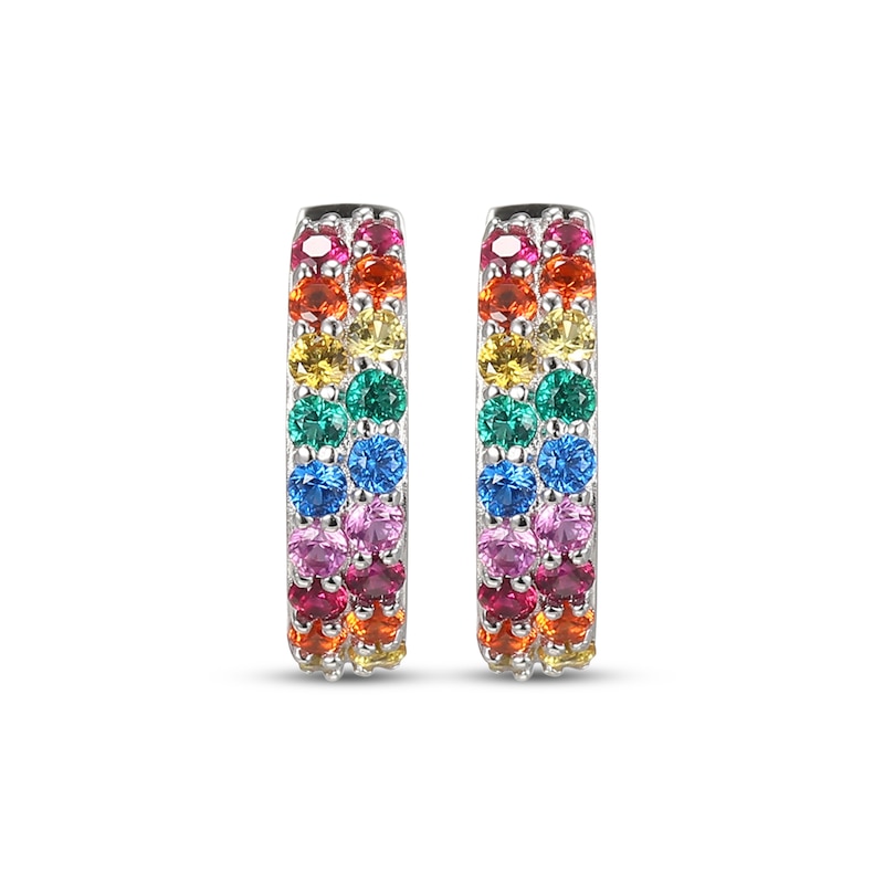 Sterling Silver Colorful Rainbow In and Out Hoop Earrings Sterling Silver Colorful Rainbow In and Out Hoop Earrings
