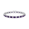 Thumbnail Image 1 of Oval-Cut Amethyst & White Lab-Created Sapphire Bracelet Sterling Silver 7.5"