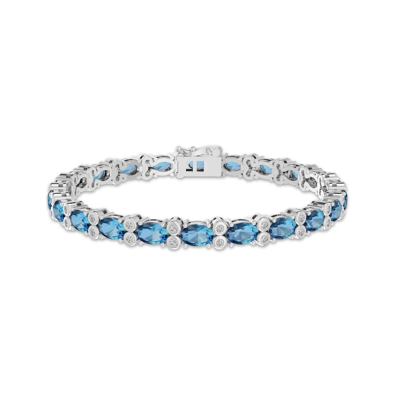 Oval-Cut Swiss Blue Topaz & White Lab-Created Sapphire Bracelet ...
