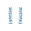 Thumbnail Image 2 of Octagon-Cut Aquamarine & White Lab-Created Sapphire Hoop Earrings Sterling Silver