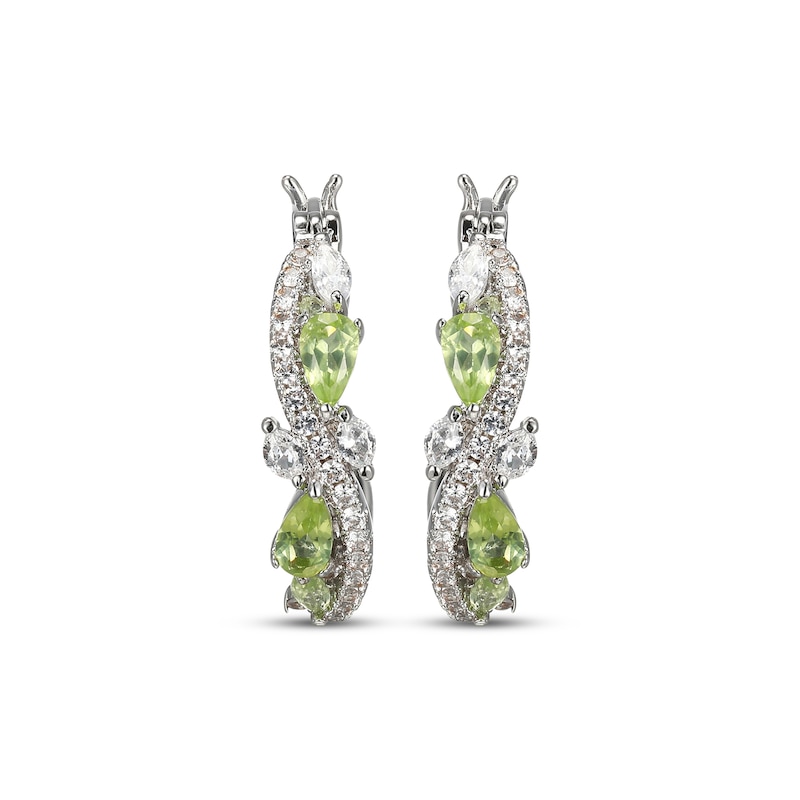 Main Image 2 of Multi-Shape Peridot & White Lab-Created Sapphire Swirl Hoop Earrings Sterling Silver