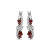 Thumbnail Image 2 of Multi-Shape Garnet & White Lab-Created Sapphire Swirl Hoop Earrings Sterling Silver