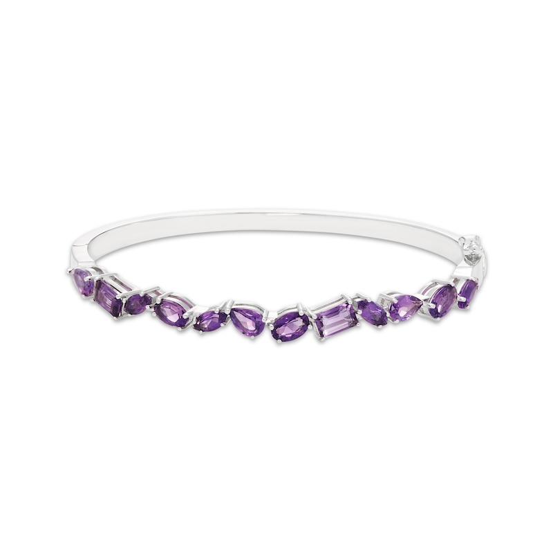 Main Image 1 of Octagon, Oval, Pear & Marquise-Cut Amethyst Bangle Bracelet Sterling Silver