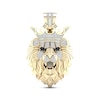 Thumbnail Image 1 of Men's Black & White Diamond Lion With Crown Pendant 1/2 ct tw 10K Yellow Gold